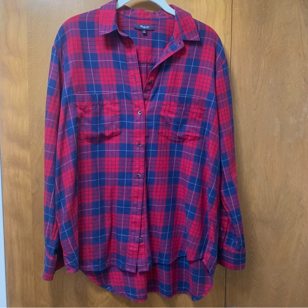 Madewell Oversized Boyshirt in Edina Plaid size S - Picture 2 of 5